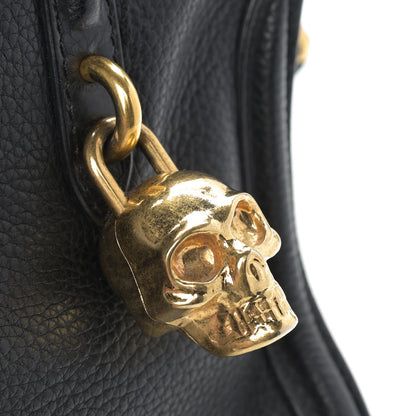 Alexander McQueen Pebbled Calfskin Mini Skull Padlock Zip Around Tote Black 12 of 12