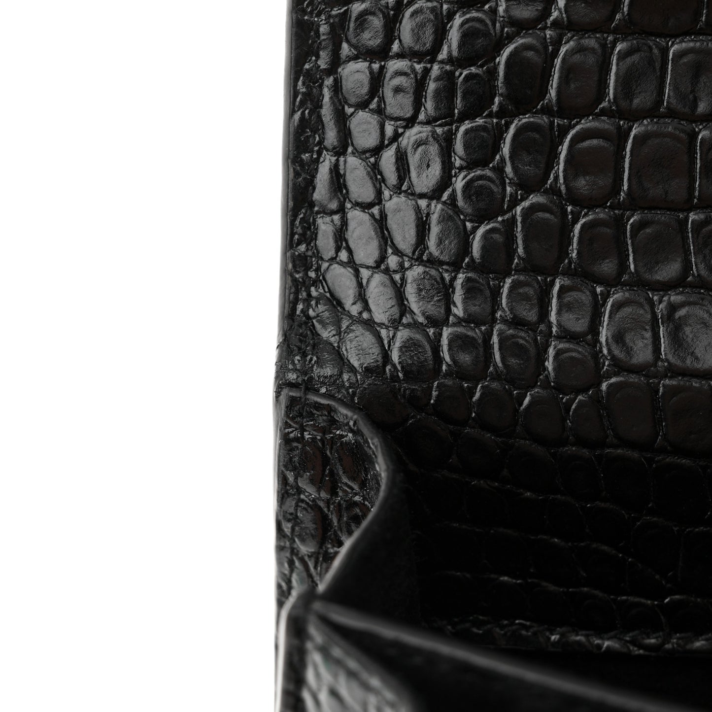 Calfskin Crocodile Embossed Medium Monogram Sunset Black