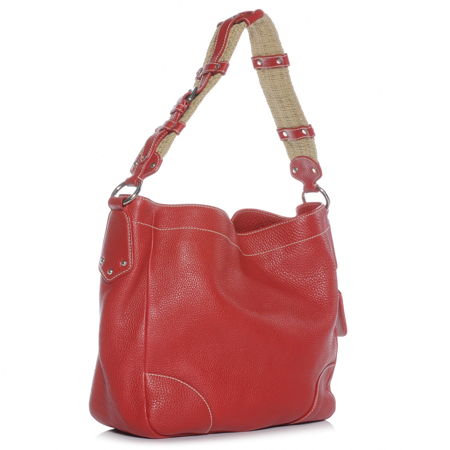 Prada Vitello Daino Hobo Rosso 3 of 8