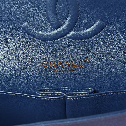 Chanel Iridescent Caviar Quilted Medium Double Flap Dark Blue 7 of 11