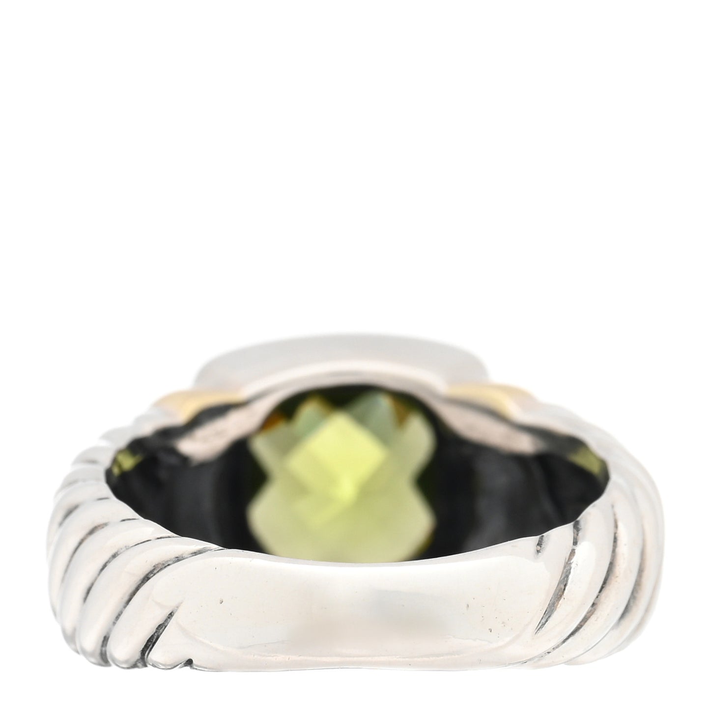Sterling Silver 14K Yellow Gold Peridot 7mm Noblesse Ring 53 6.5