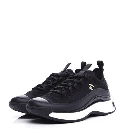 Chanel Velvet Calfskin Mixed Fibers CC Sneakers 40 Black 3 of 10