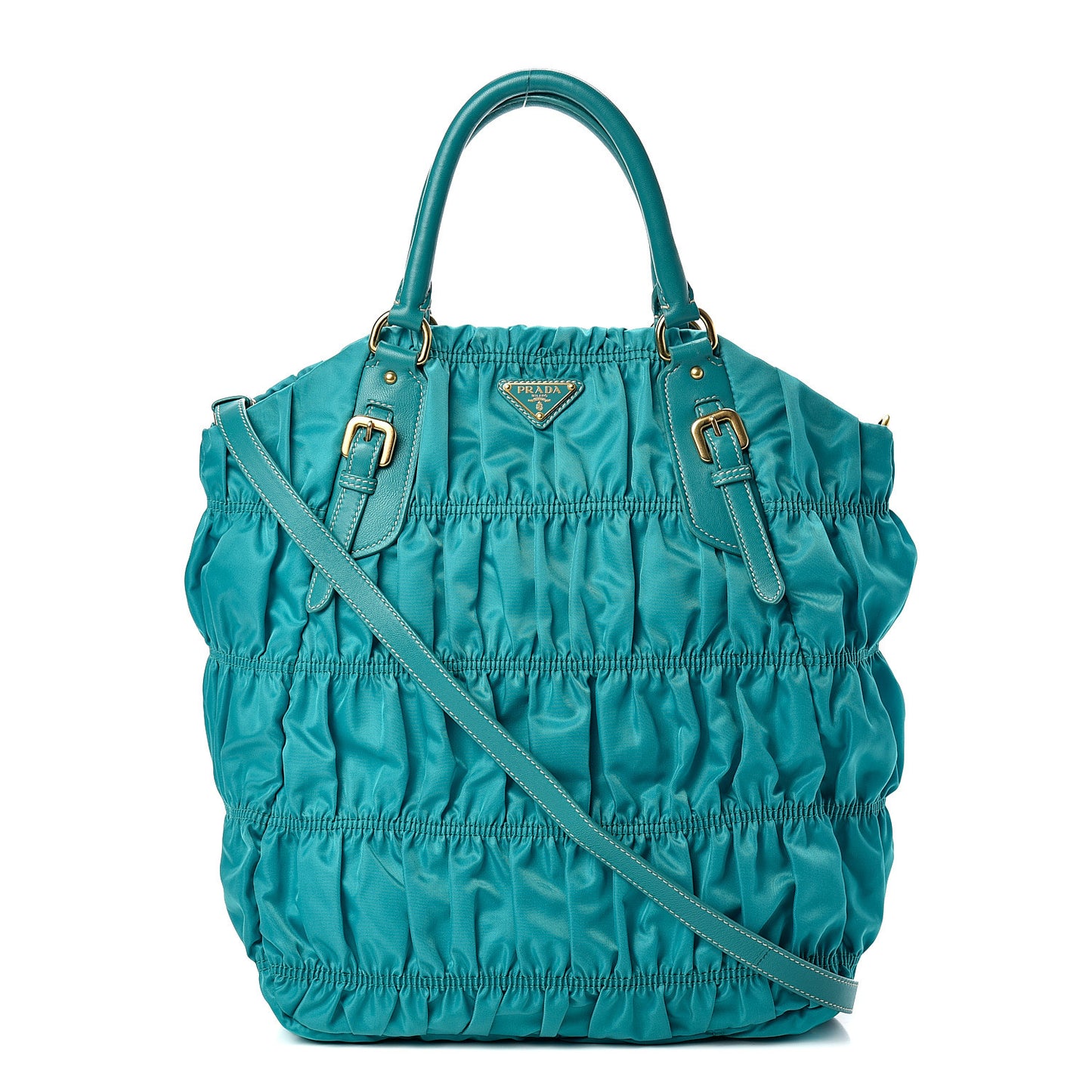 Tessuto Nylon Gaufre Tote Turchese
