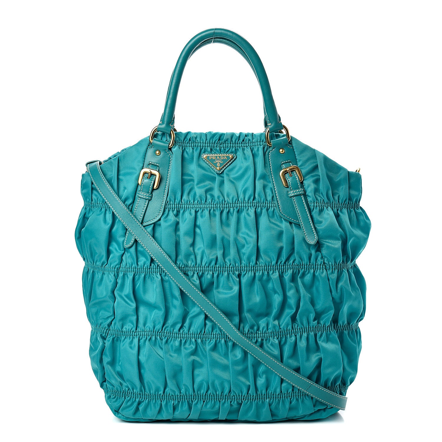 Prada Tessuto Nylon Gaufre Tote Turchese 1 of 12