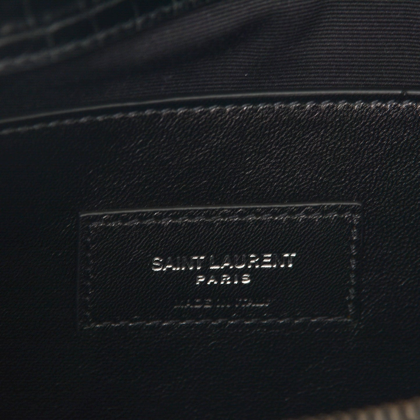 Calfskin Crocodile Embossed Medium West Hollywood Monogram Fold-Over Black