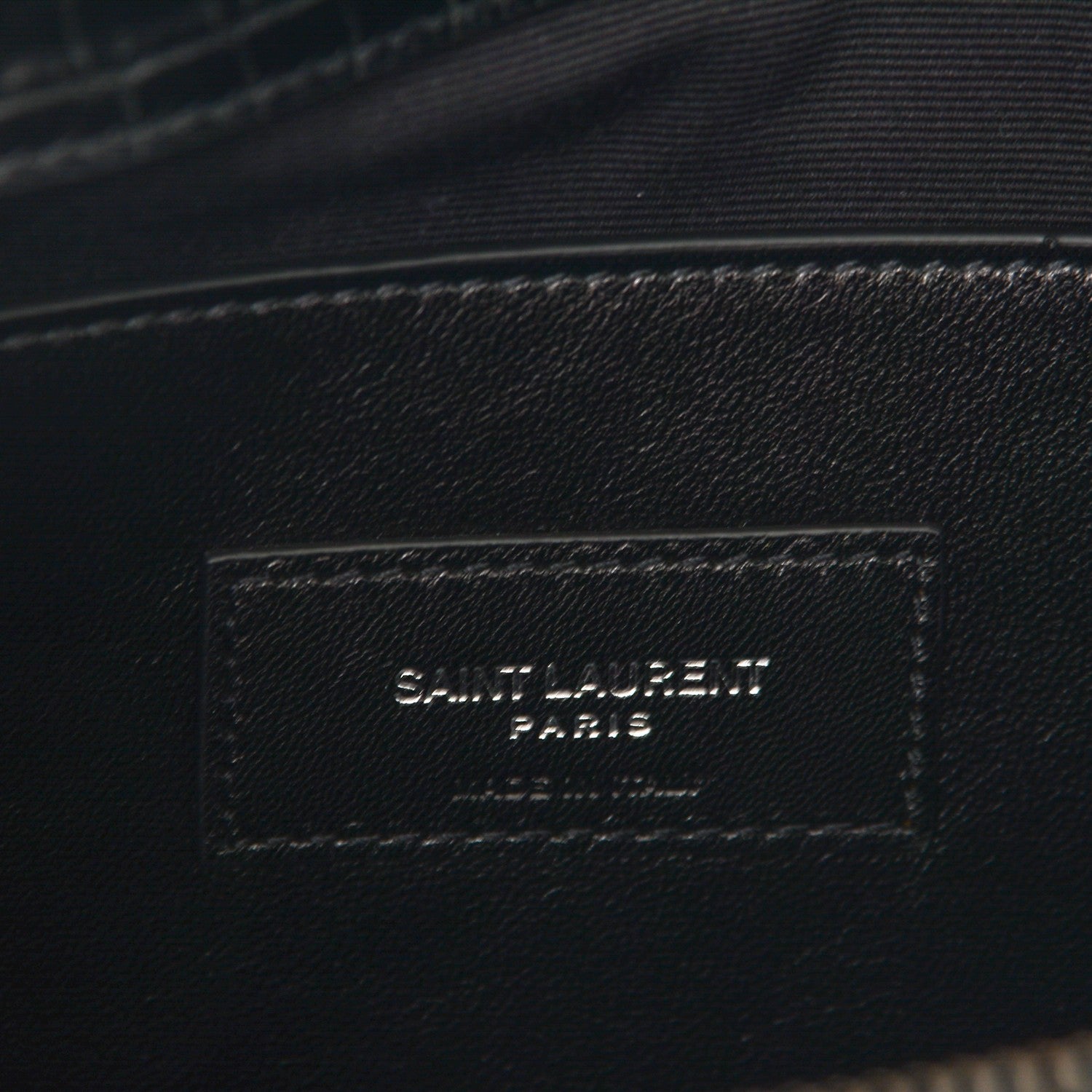 Saint Laurent Calfskin Crocodile Embossed Medium West Hollywood Monogram Fold-Over Black 6 of 6