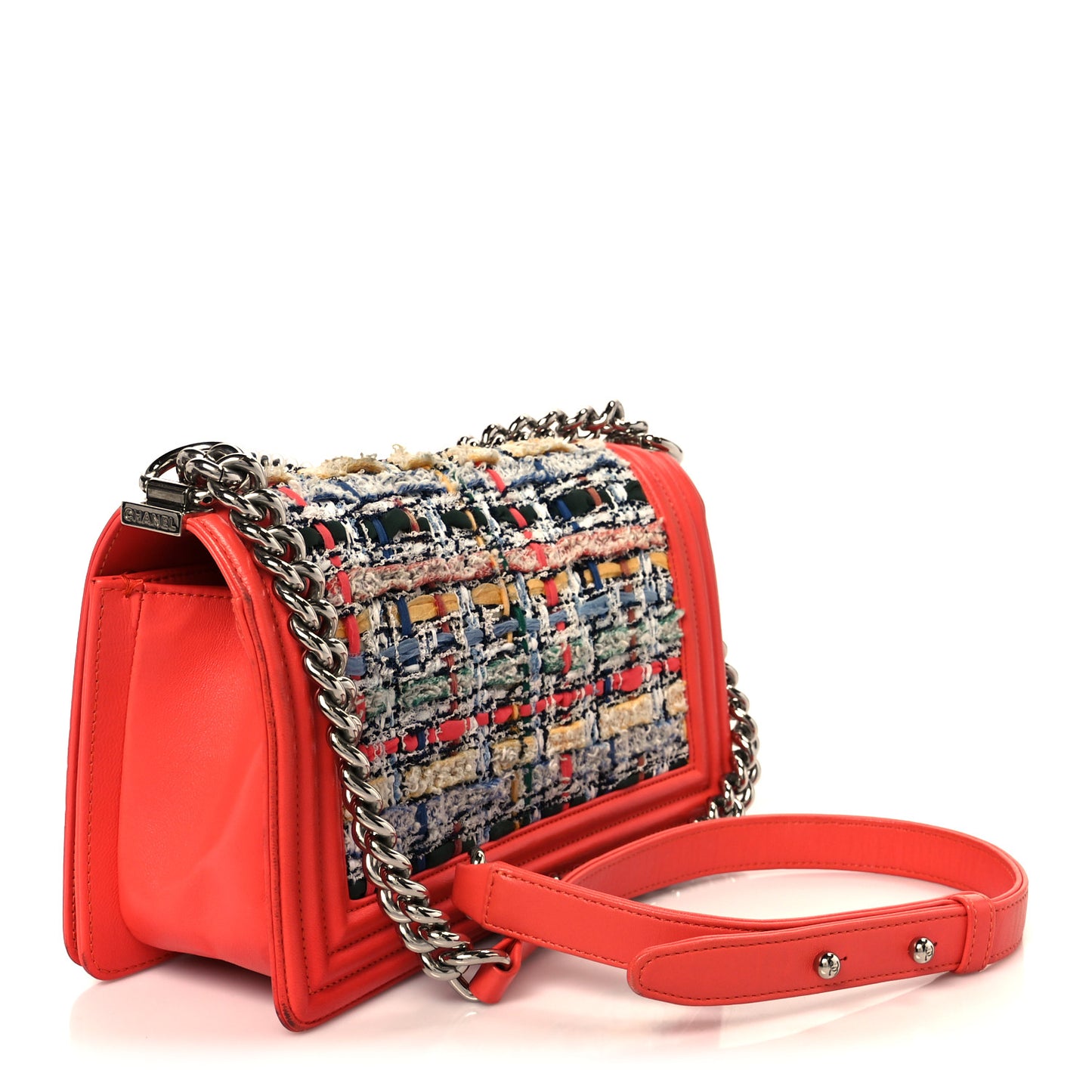 Lambskin Tweed Medium Boy Flap Coral