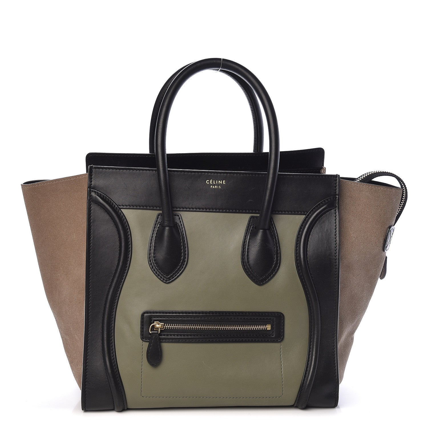 Celine Satin Calfskin Suede Mini Tri-Color Luggage Almond 1 of 13