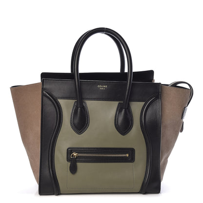 Celine Satin Calfskin Suede Mini Tri-Color Luggage Almond 1 of 13