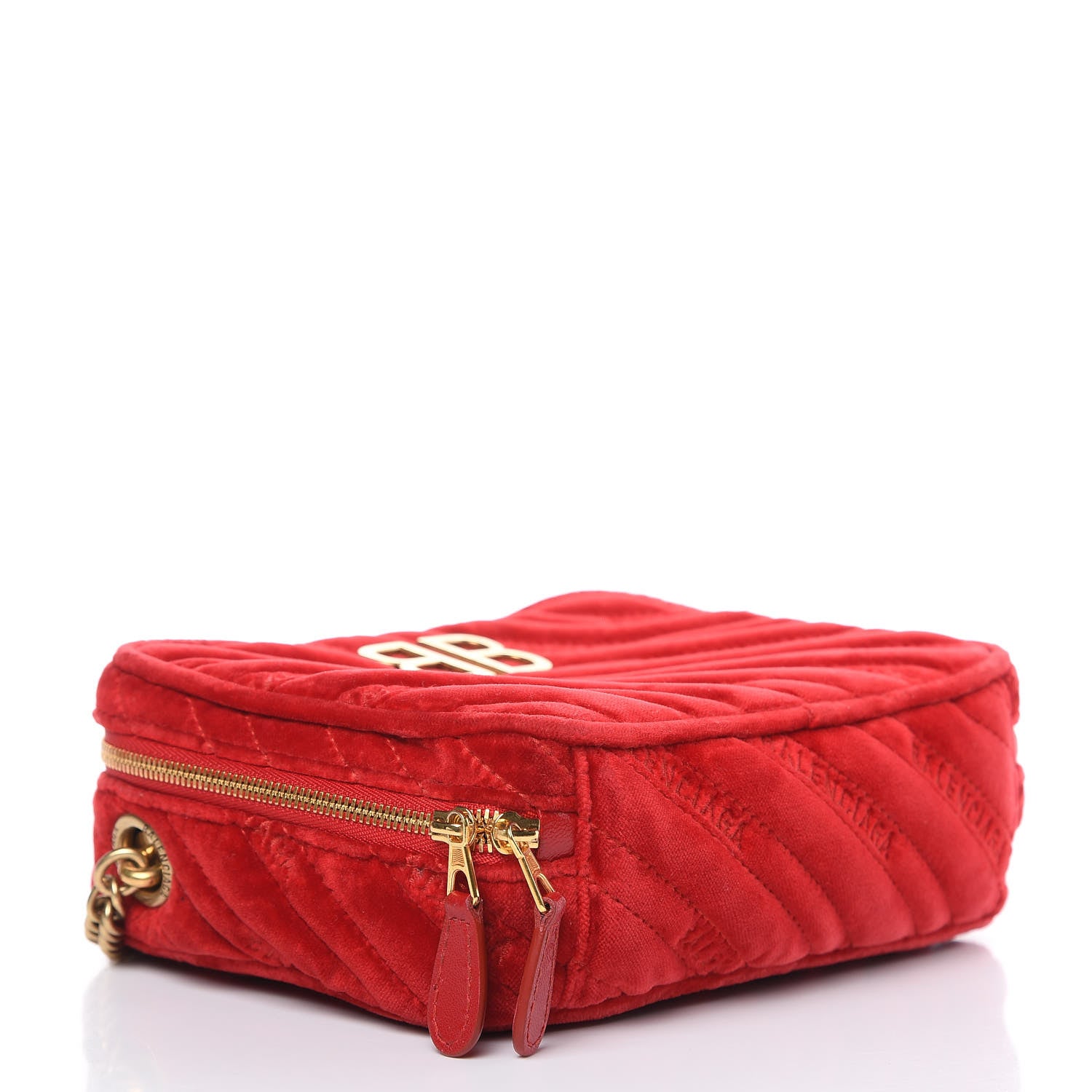 Balenciaga Velvet Logo Matelasse BB XS Reporter Bag Red 4 of 11