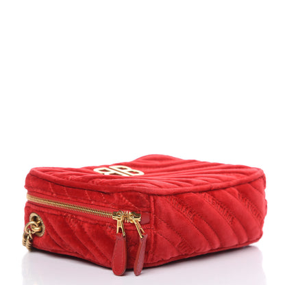 Balenciaga Velvet Logo Matelasse BB XS Reporter Bag Red 4 of 11