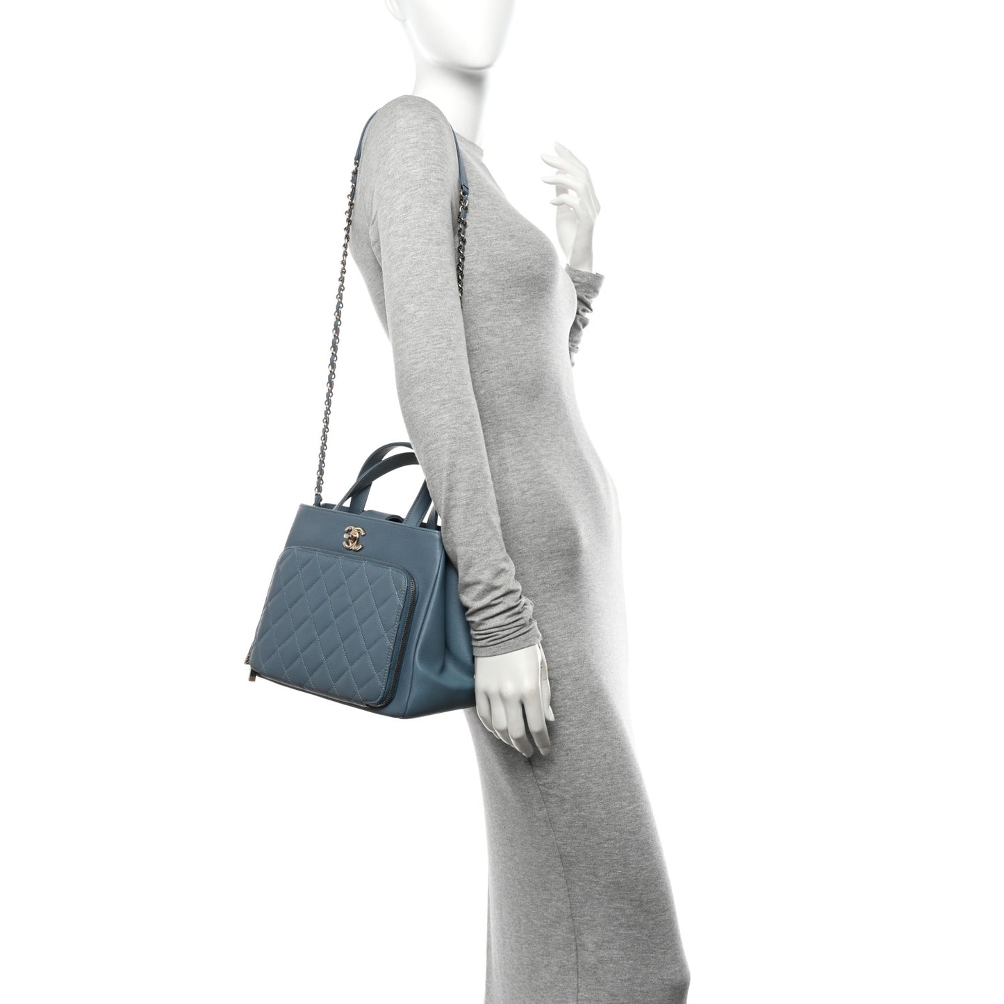 Caviar Quilted Small Business Affinity Shopping Bag Blue