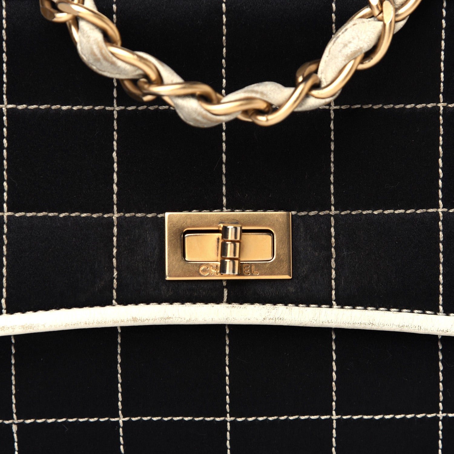 Chanel Satin Quilted Chocolate Bar Flap Orange Black 12 of 12