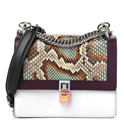 Fendi Snakeskin Vitello Liberty Studded Small Kan I Shoulder Bag Arancio Turchese Pallido Multicolor 1 of 10