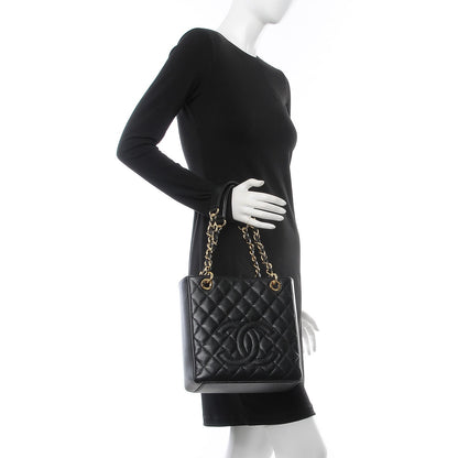 Chanel Caviar Quilted Petit Shopping Tote PST Black 2 of 8