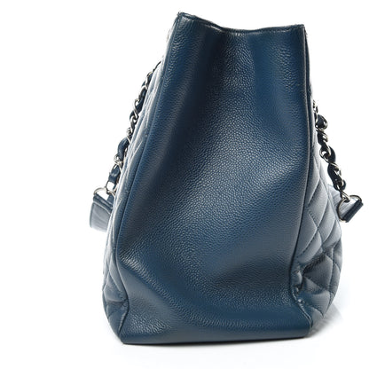 Chanel Caviar Quilted XL Grand Shopping Tote GST Navy Blue 12 of 22