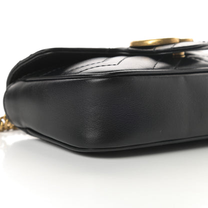 Gucci Calfskin Matelasse Super Mini GG Marmont Shoulder Bag Black 9 of 11