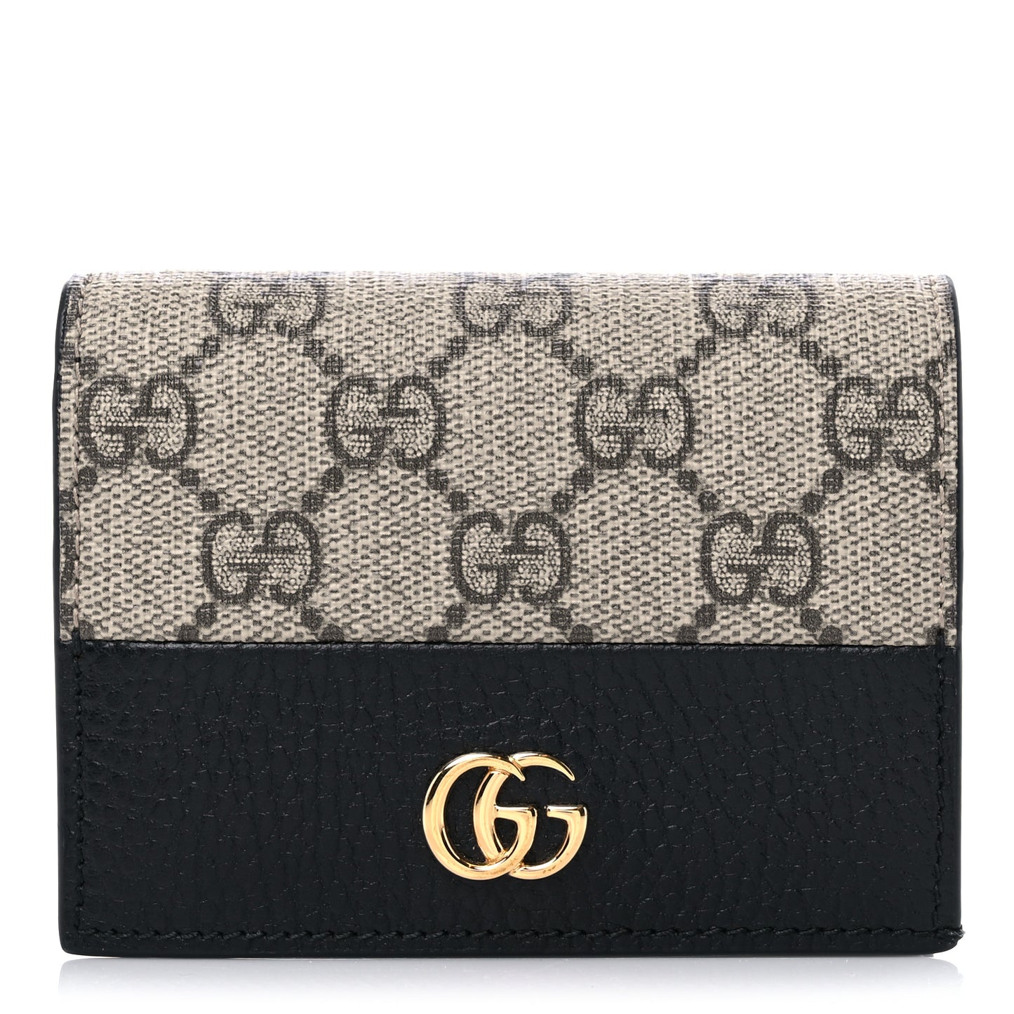 Dollar Calfskin GG Supreme Monogram GG Marmont Card Case Black Beige Ebony