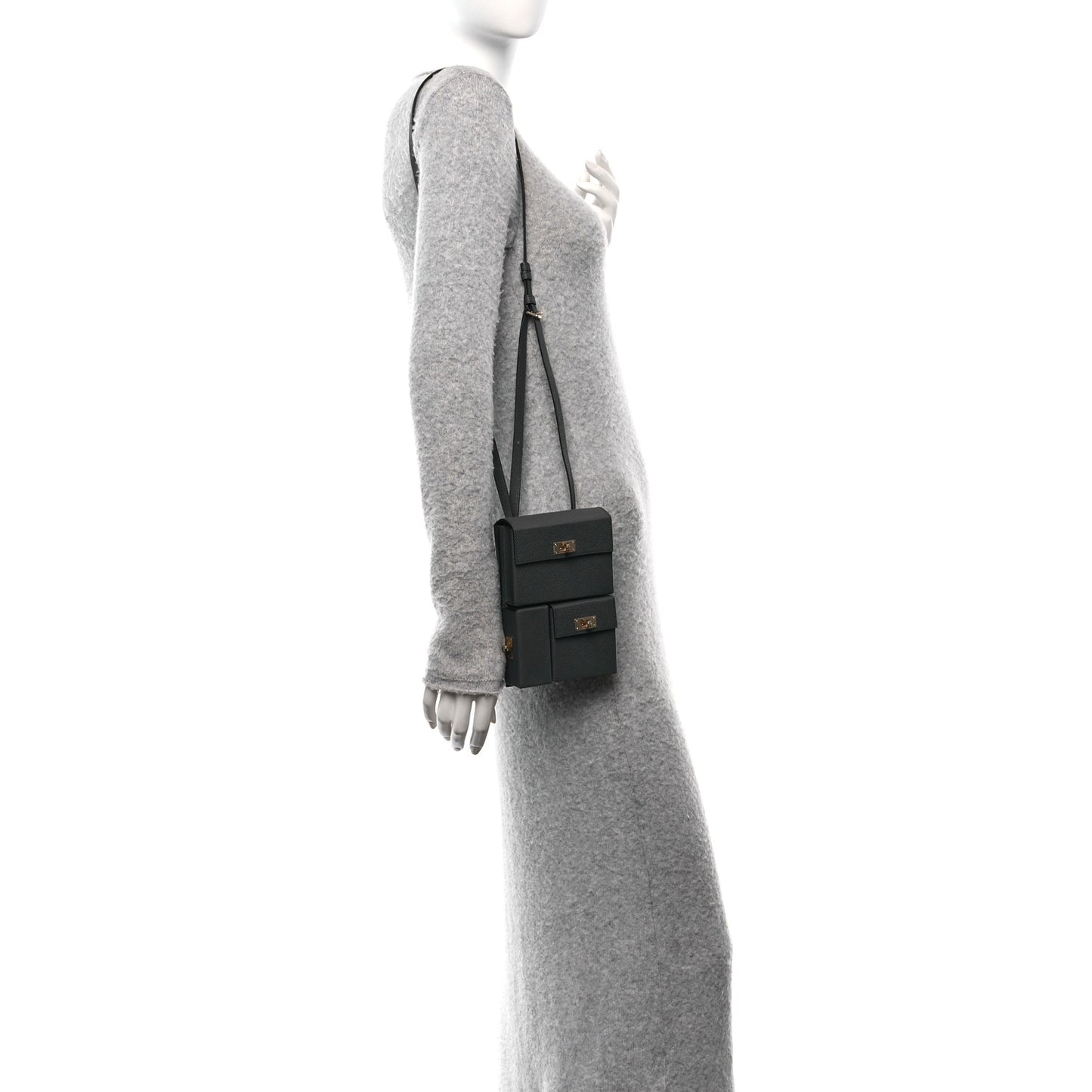 Epsom Kelly Multi Pocket Pochette To Go Gris Misty