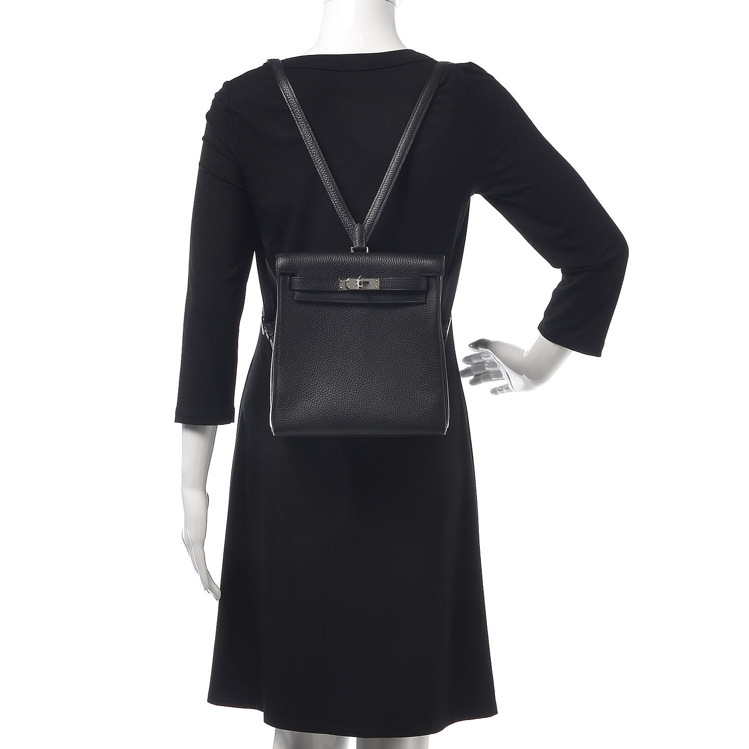 Hermes Taurillon Clemence Kelly Ado Backpack Black 2 of 8