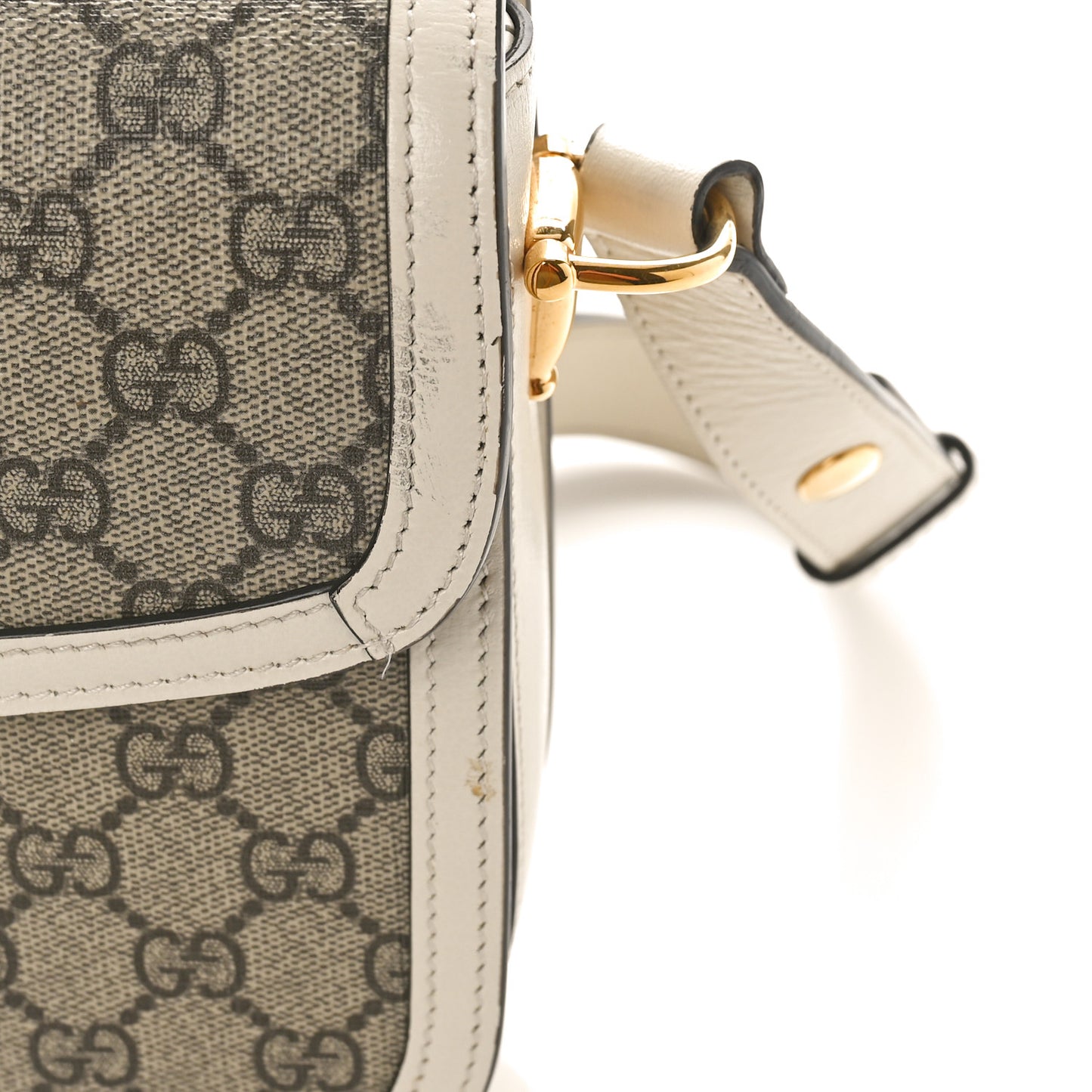 GG Supreme Monogram Horsebit 1955 Shoulder Bag Beige Mystic White