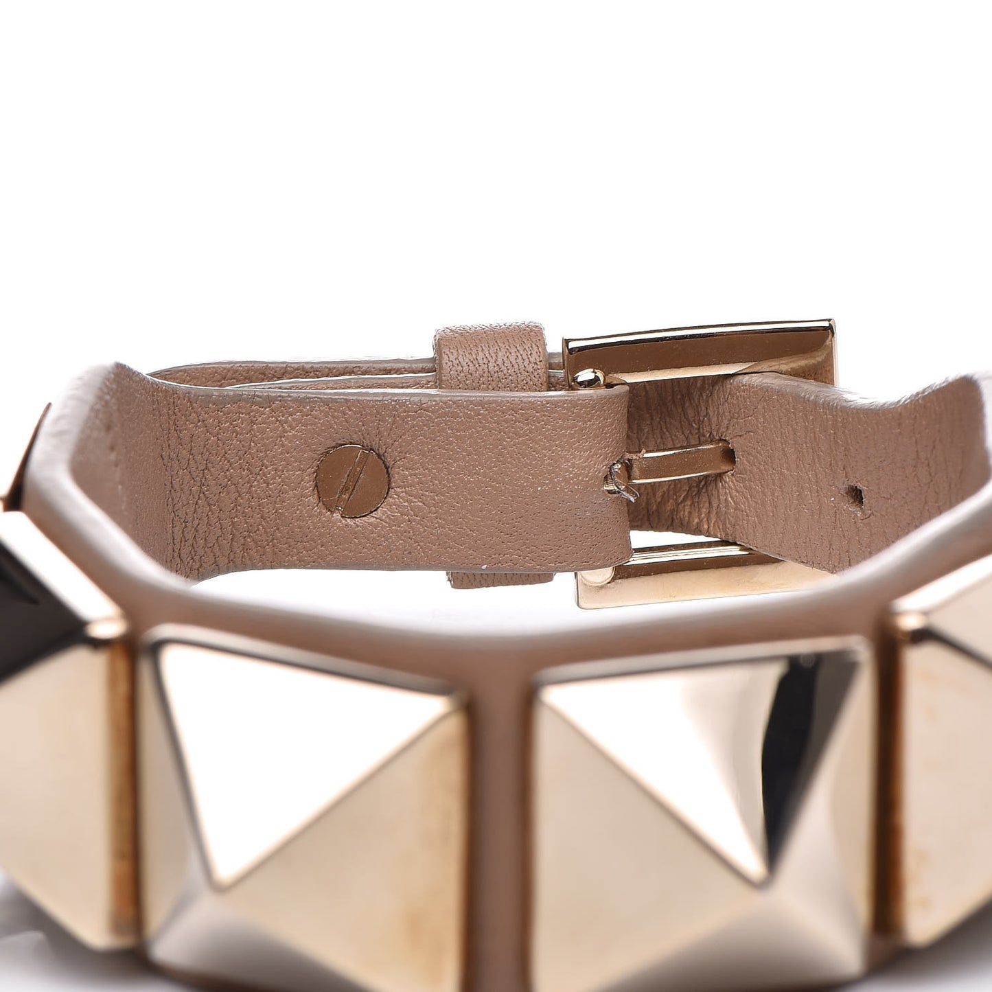 Calfskin Macro Rockstud Bracelet Tan