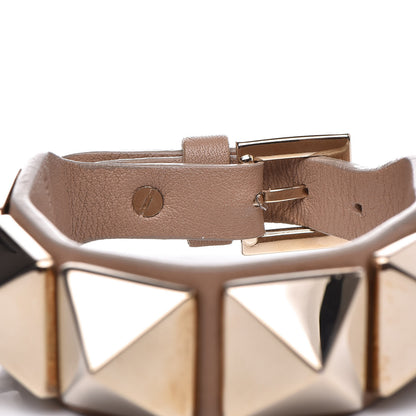 Valentino Garavani Calfskin Macro Rockstud Bracelet Tan 6 of 7