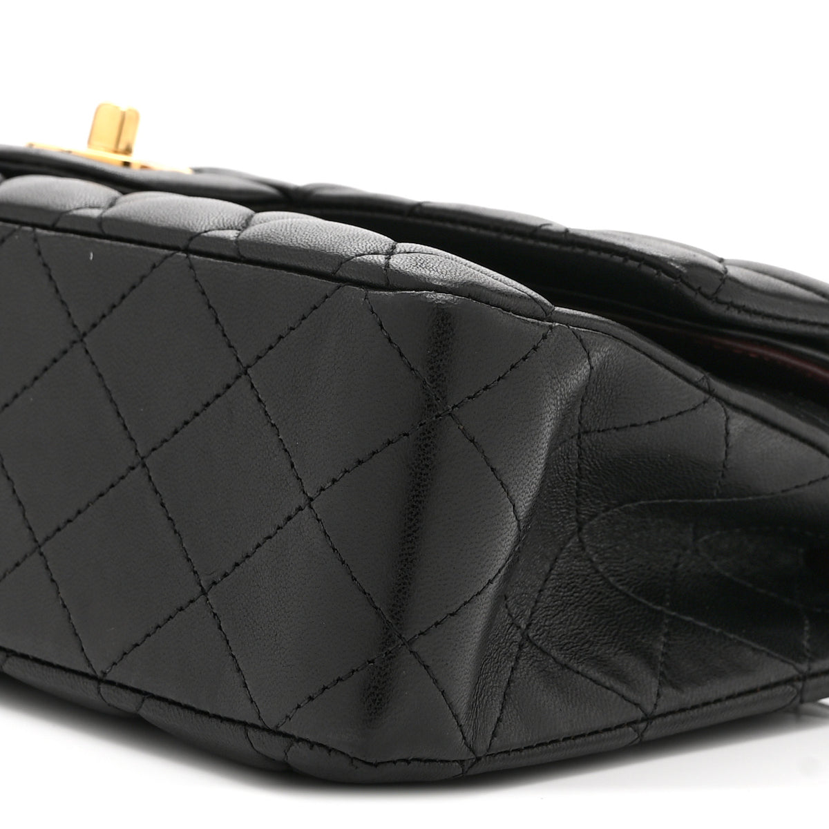 Lambskin Quilted Medium Double Flap Black