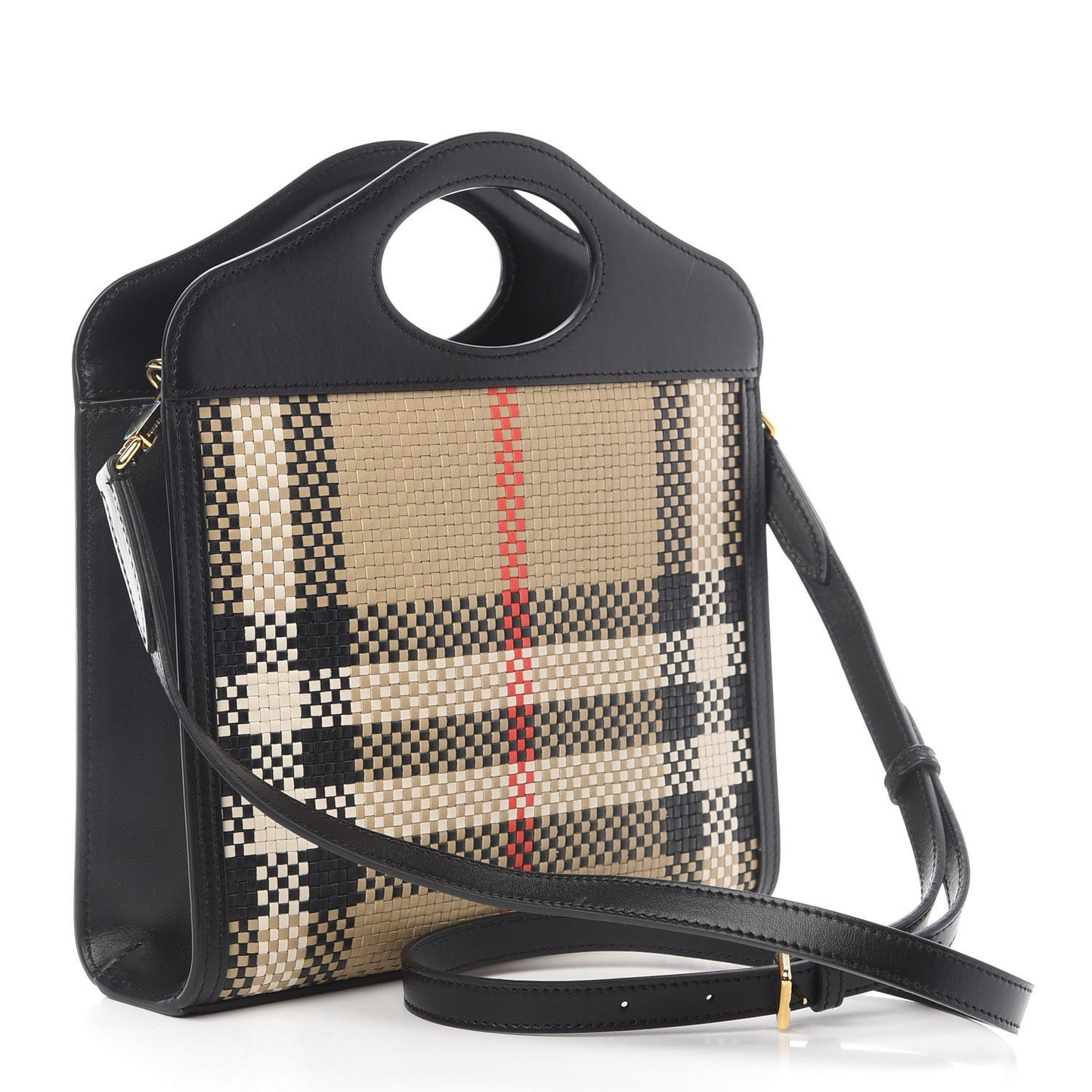 Calfskin Check Mini Pocket Bag Black