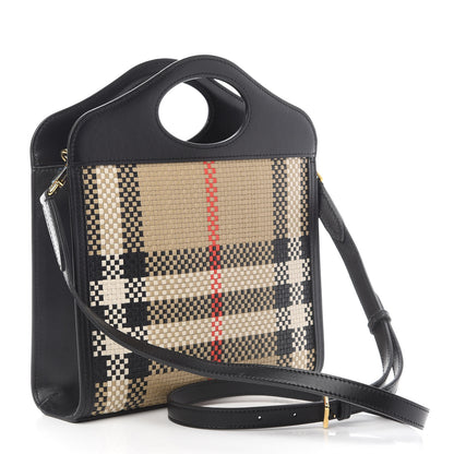 Burberry Calfskin Check Mini Pocket Bag Black 3 of 11