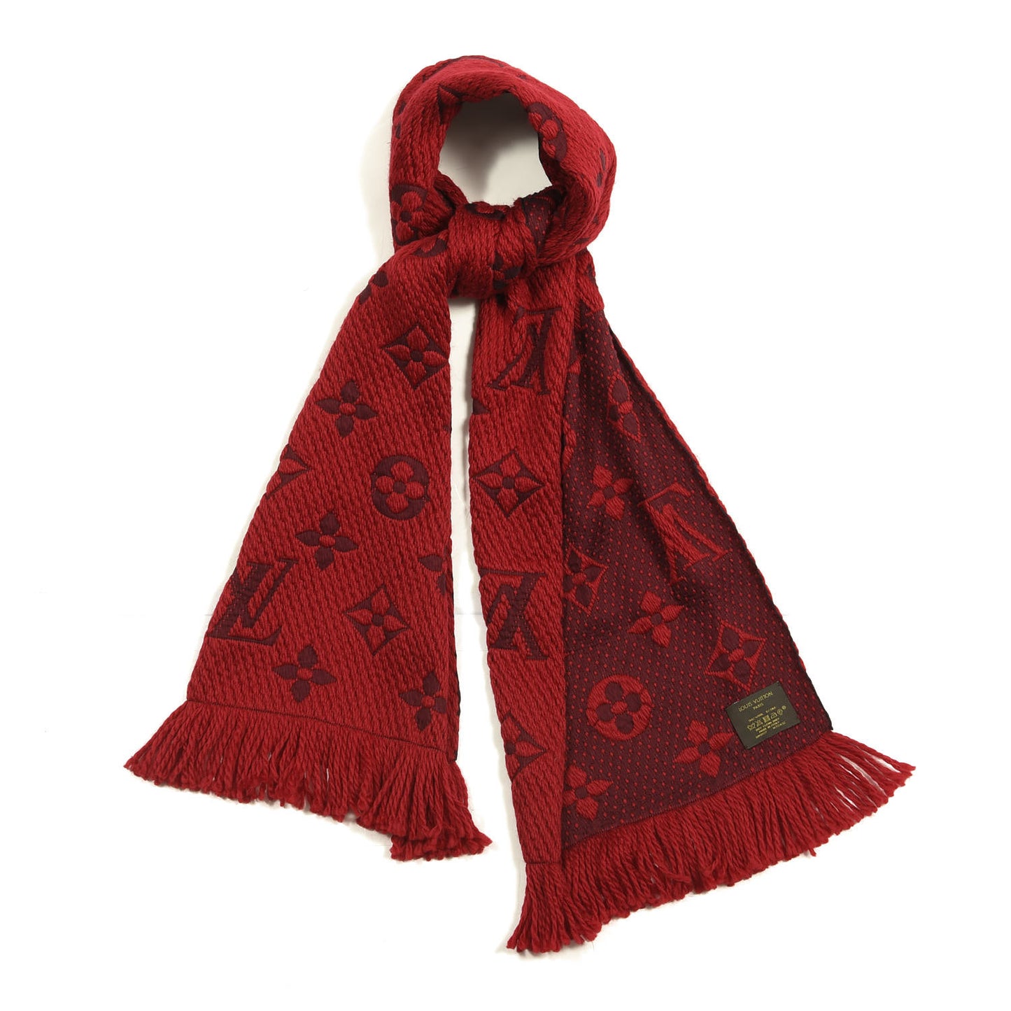 Wool Silk Logomania Scarf Rubis
