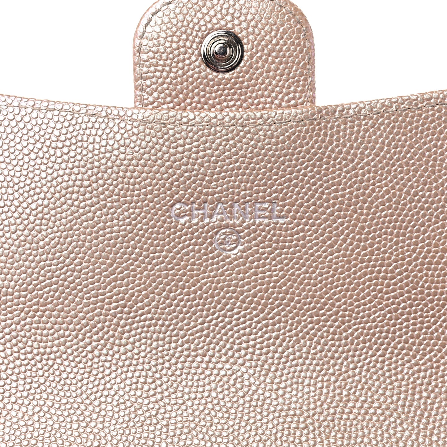 Iridescent Caviar Chevron Quilted Large Gusset Flap Wallet Light Pink