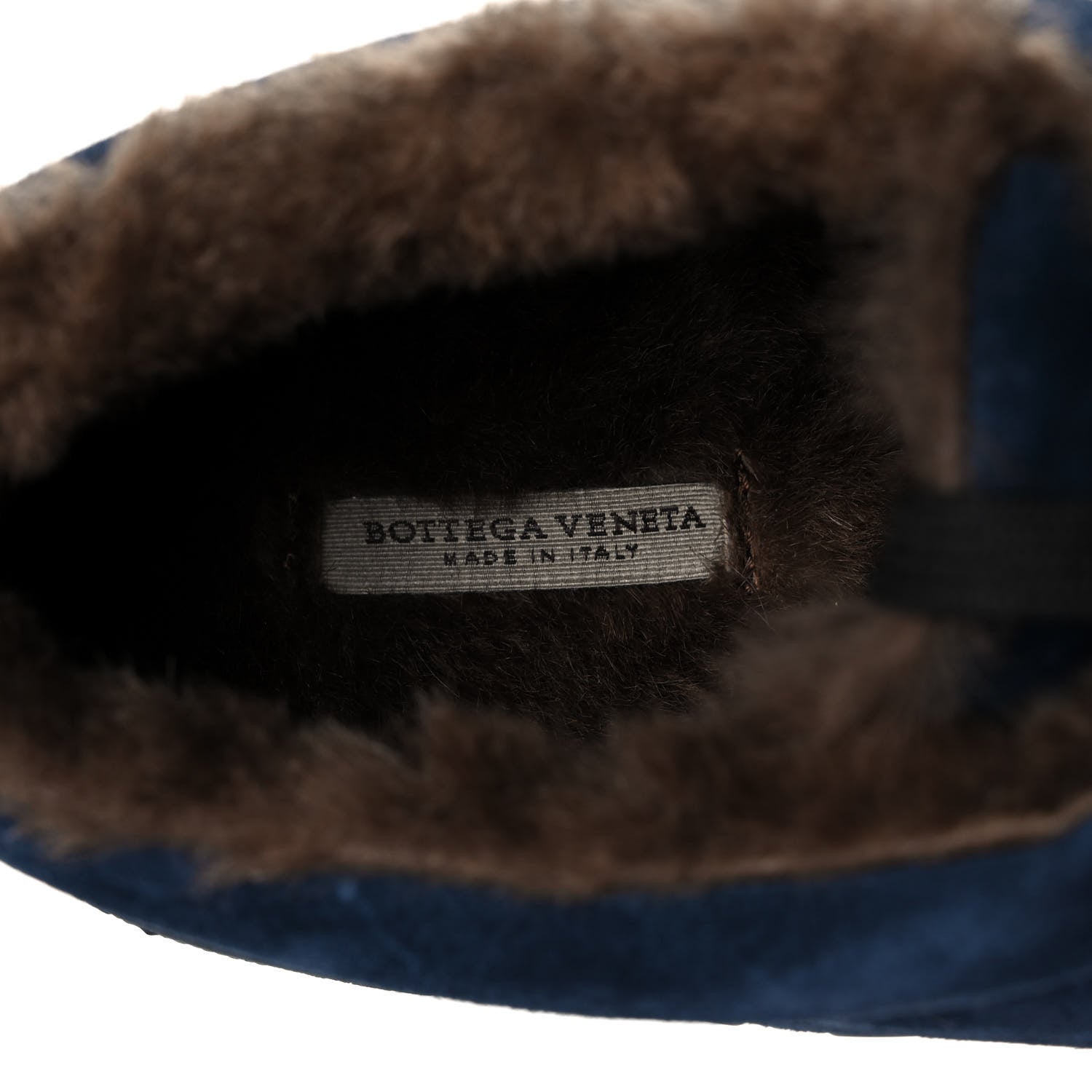 Bottega Veneta Suede Shearling Intrecciato Lace Up Sneakers 44.5 Navy 7 of 7