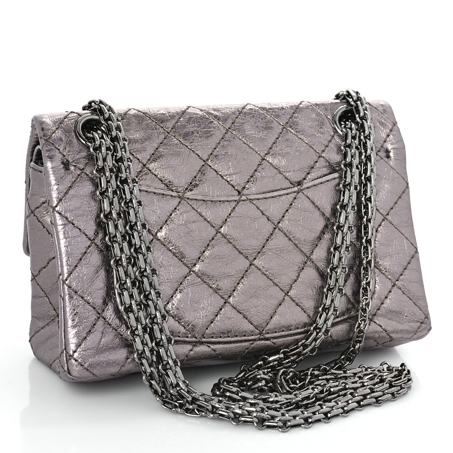 Chanel Metallic Aged Calfskin Quilted 2.55 Reissue 224 Flap Silver 3 of 10