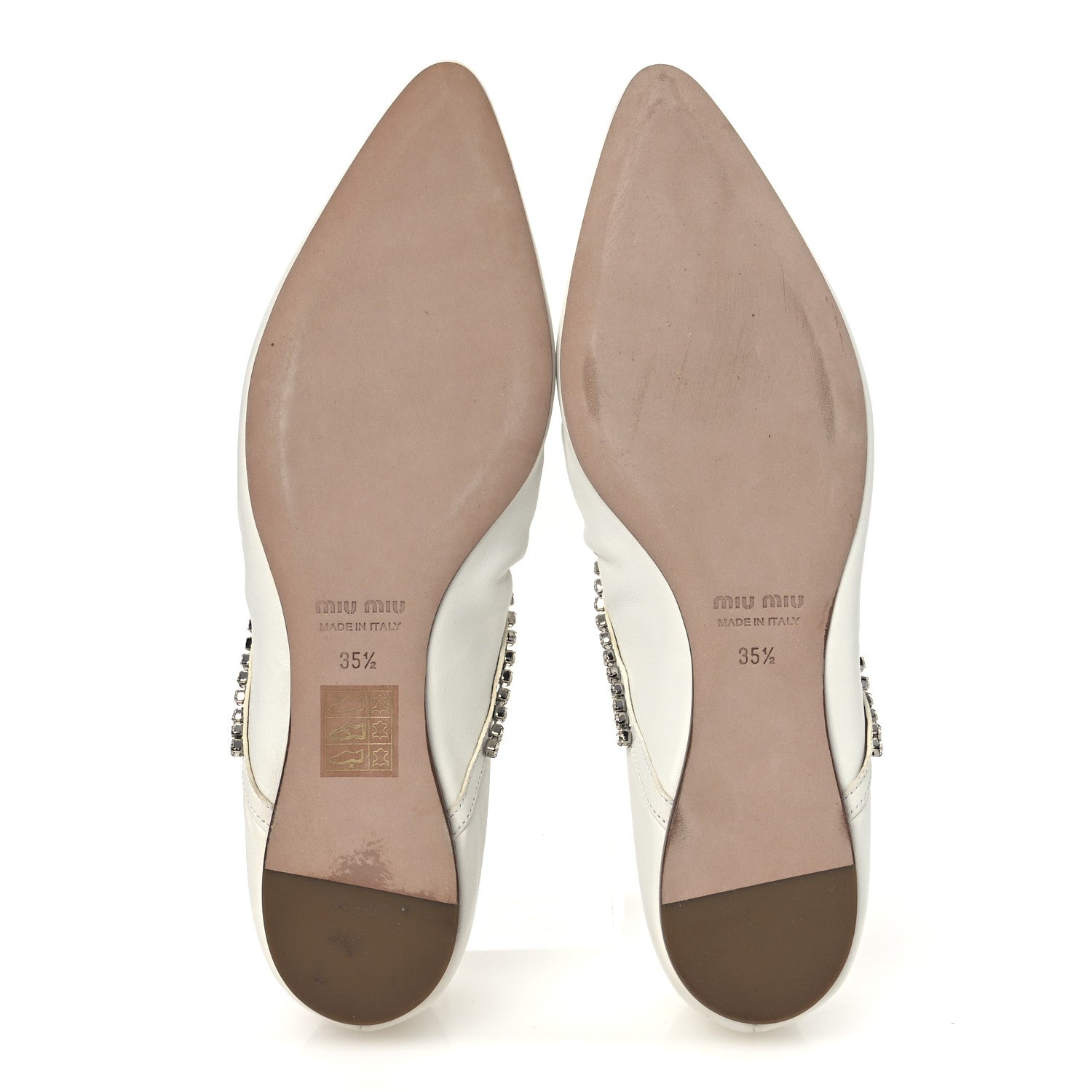 Miu Miu Nappa Crystal Ballerina Flats 35.5 White 7 of 11