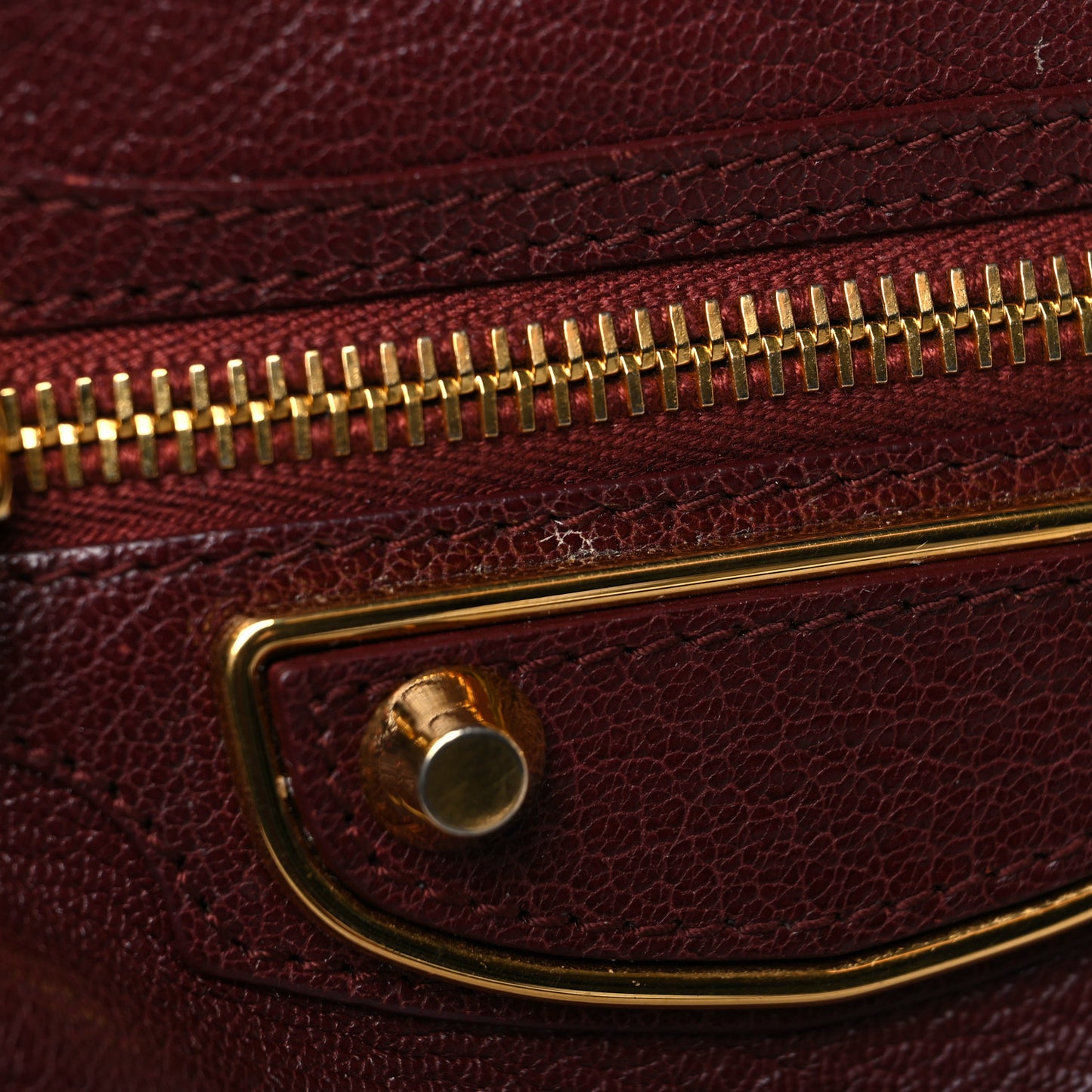 Chevre Gold Metallic Edge Hardware Mini City Bordeaux