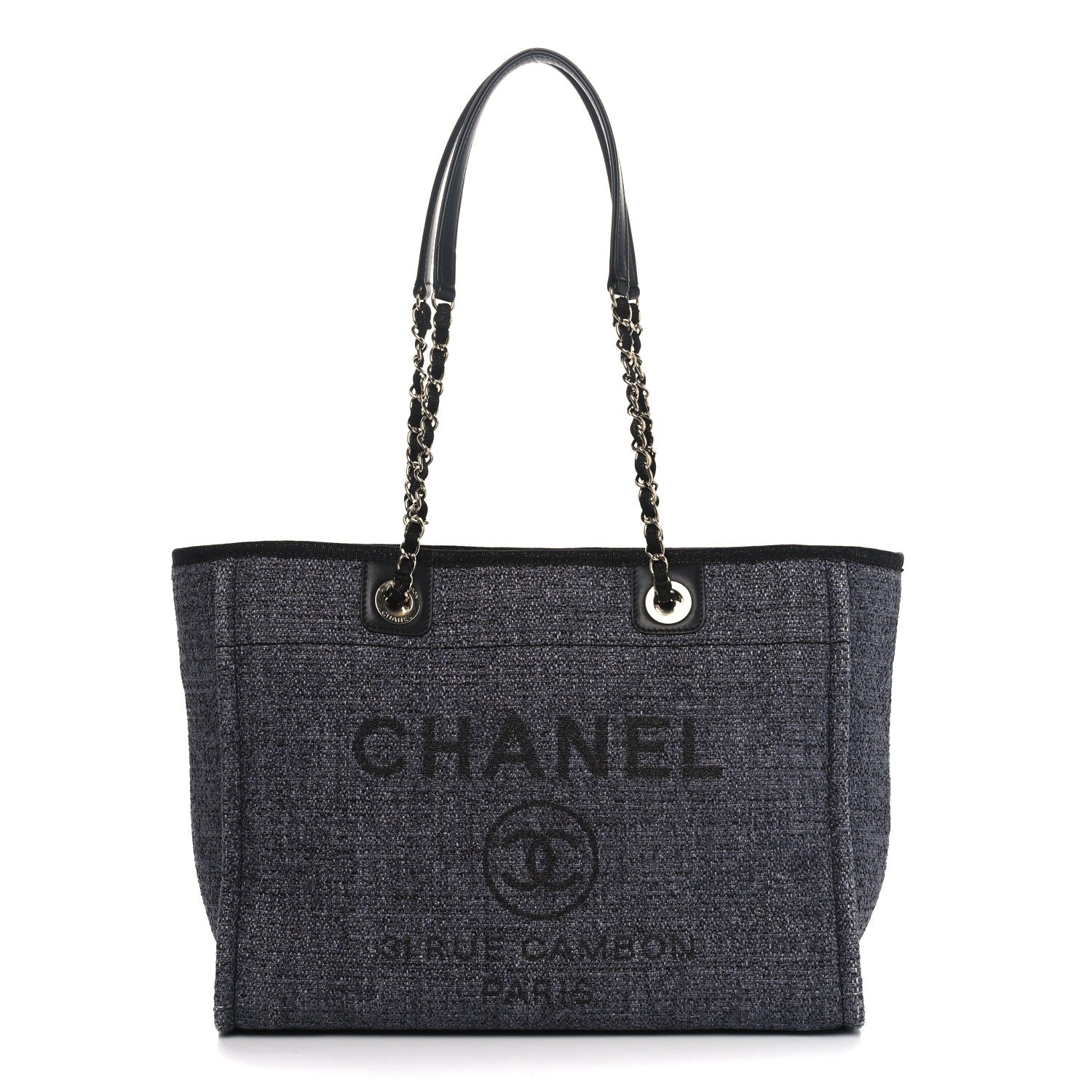 Chanel Mixed Fibers Calfskin Small Deauville Tote Blue 1 of 10