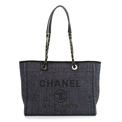 Chanel Mixed Fibers Calfskin Small Deauville Tote Blue 1 of 10
