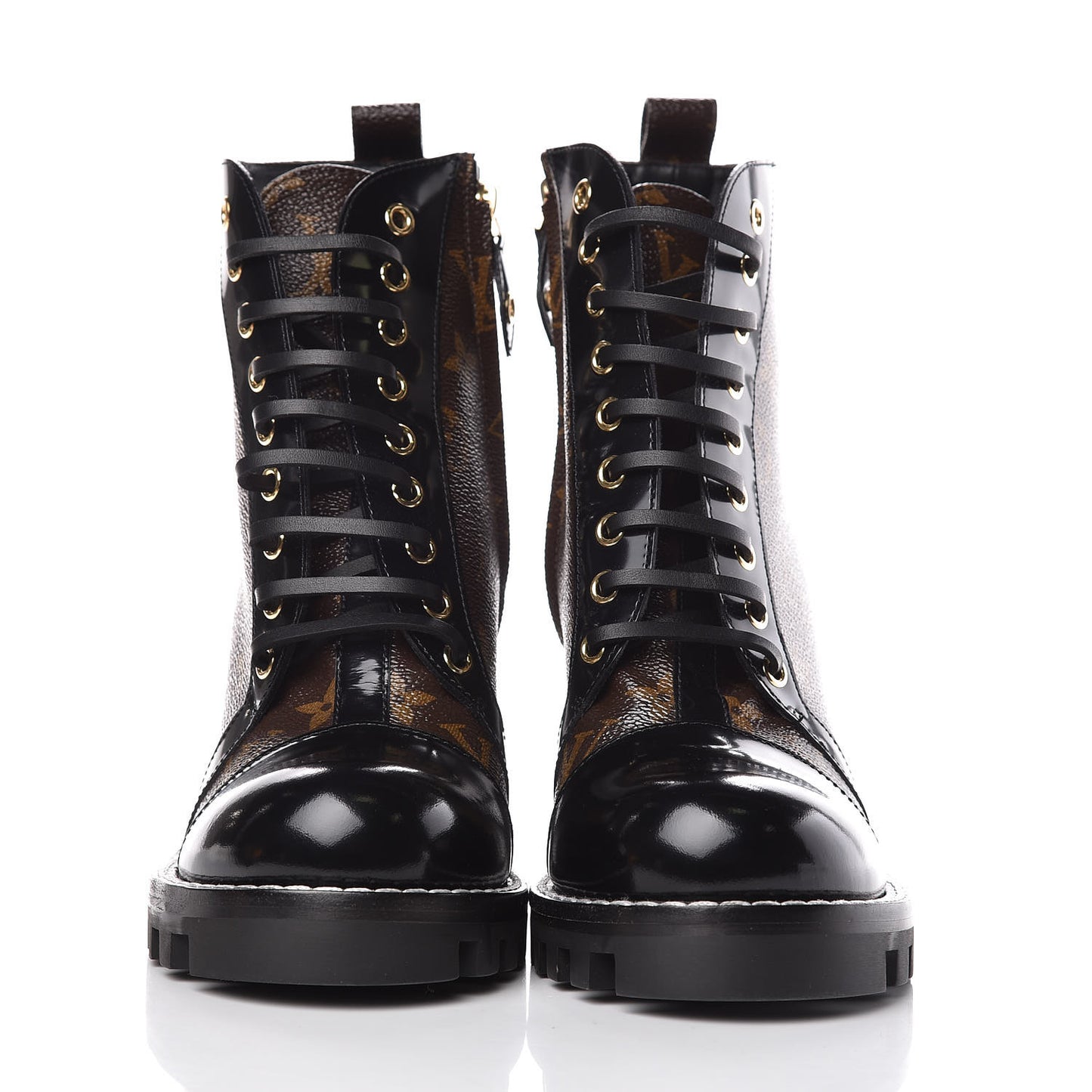 Patent Calfskin Monogram Star Trail Ankle Boots 39 Black