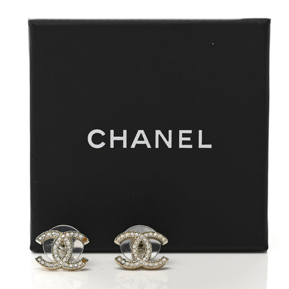 Chanel Crystal CC Earrings Gold 6 of 6