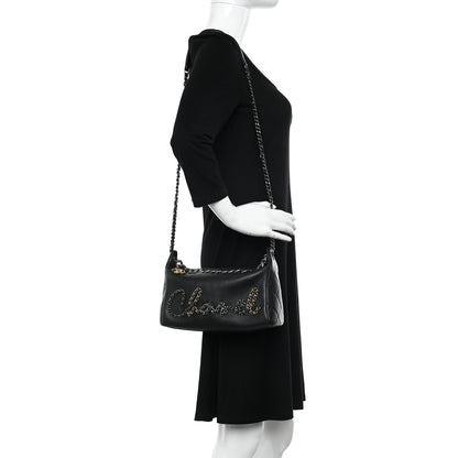 Chanel Calfskin Chain 20s Signature Hobo Black 2 of 10