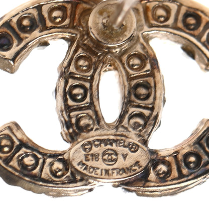 Chanel Metal Graduated Pearl Crystal CC Earrings Light Gold 4 of 4