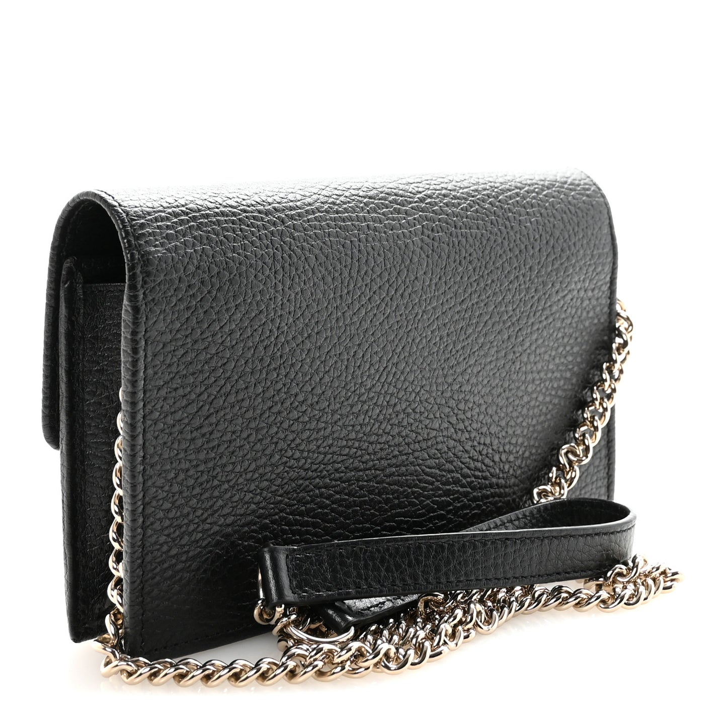 Dollar Calfskin Interlocking G Chain Wallet Black