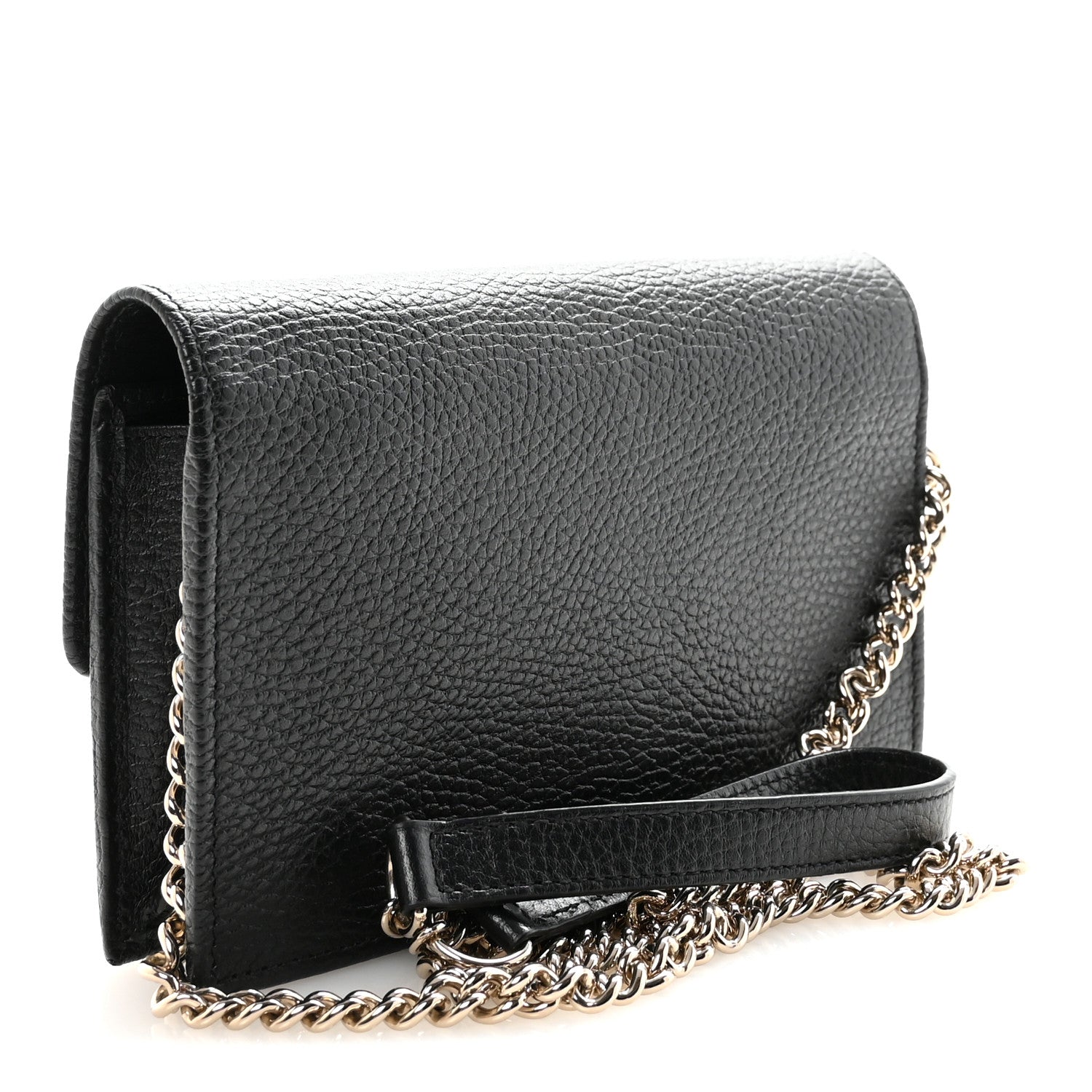 Gucci Dollar Calfskin Interlocking G Chain Wallet Black 3 of 9