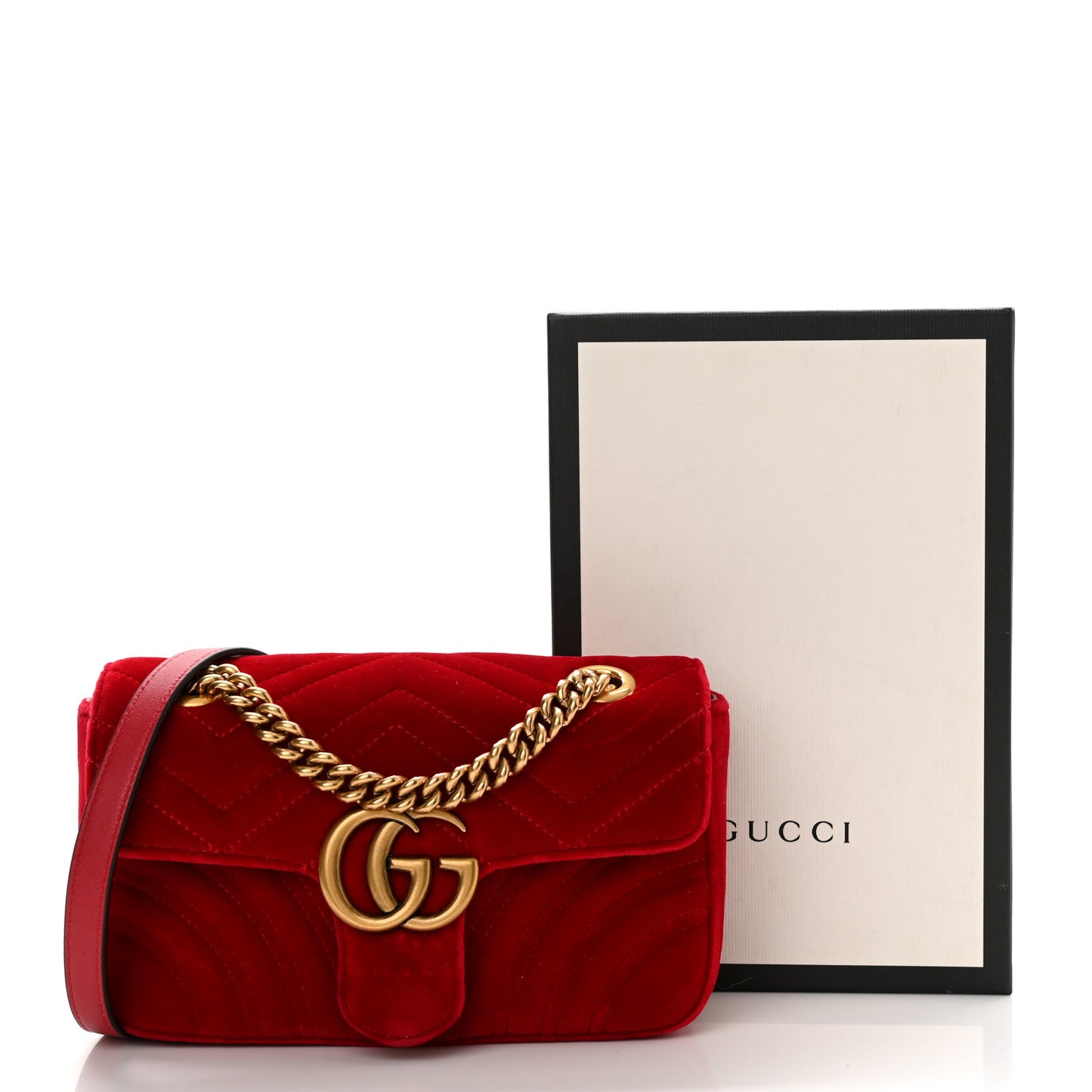 Velvet Matelasse Mini GG Marmont Shoulder Bag Hibiscus Red