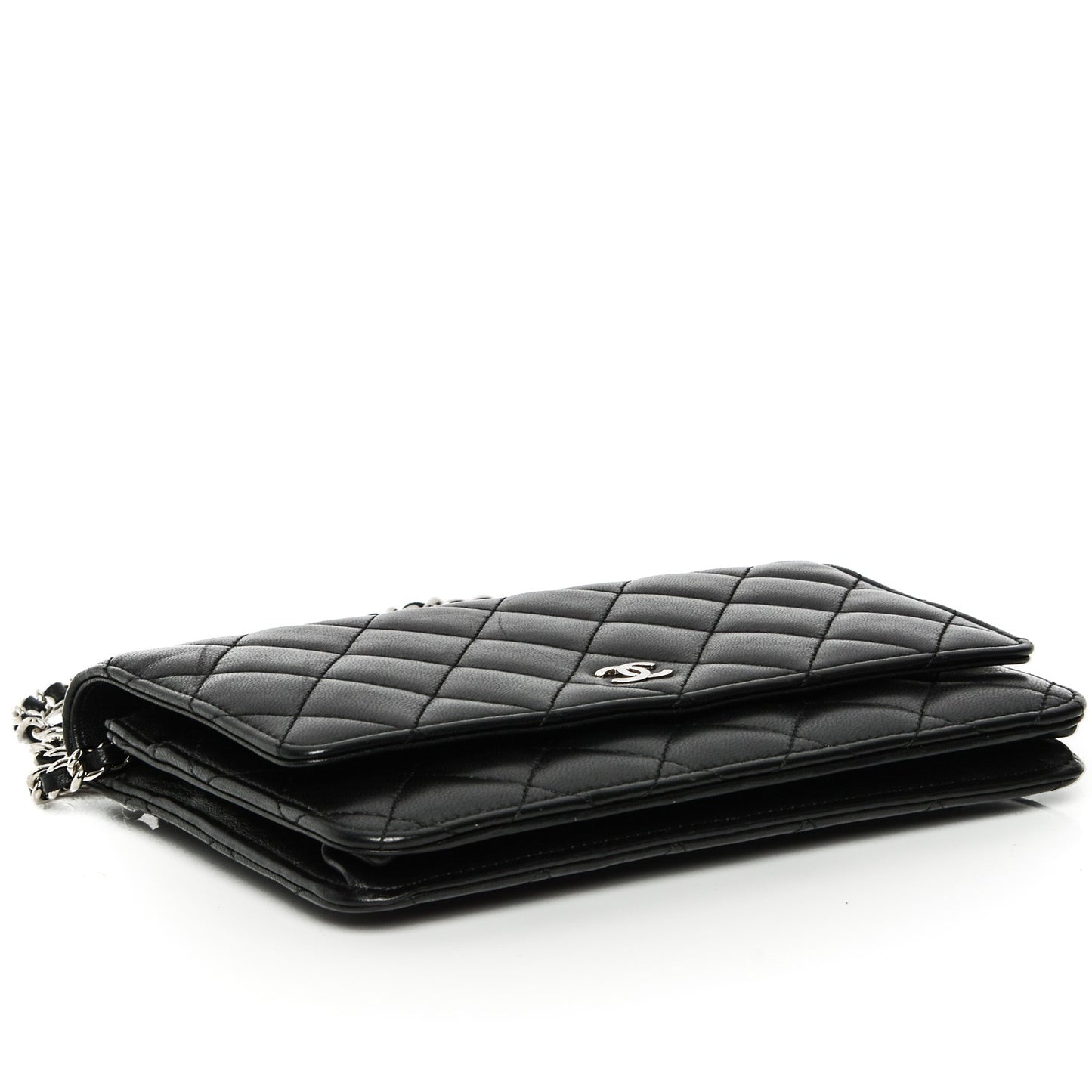 Lambskin Quilted Wallet On Chain WOC Black