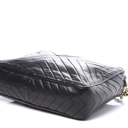 Chanel Lambskin Chevron Quilted Tassel Camera Case Black 6 of 11