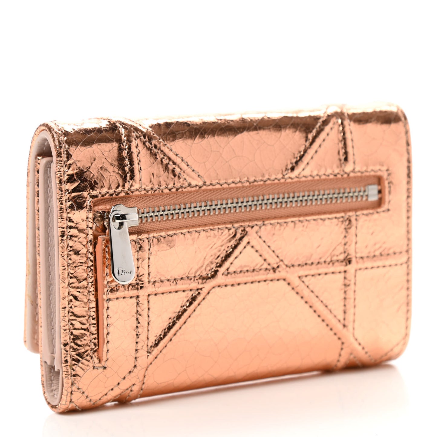 Ceramic Effect Deerskin Cannage Diorama Elancee Wallet Hyper Pink