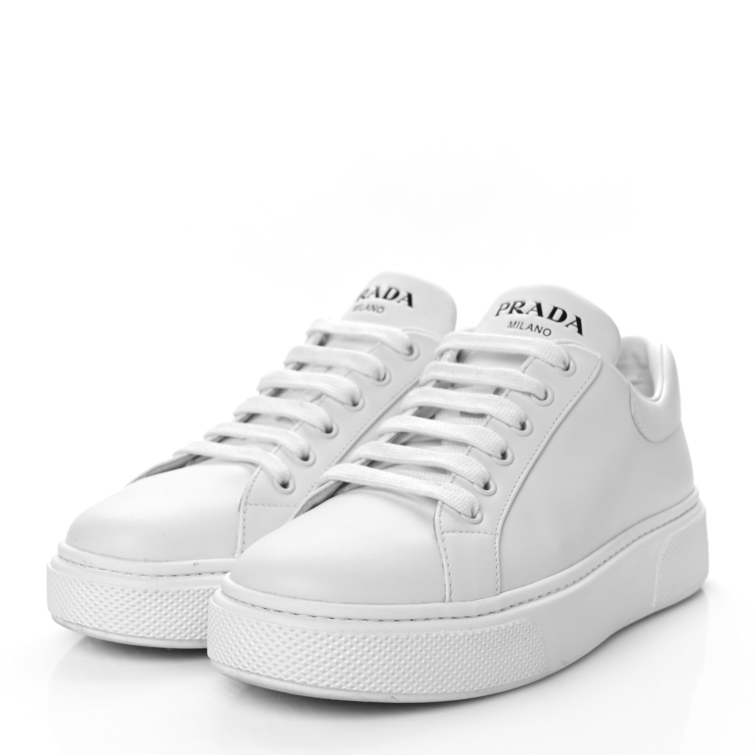 Prada Vitello Soft Logo Low Top Sneakers 38 White 2 of 10