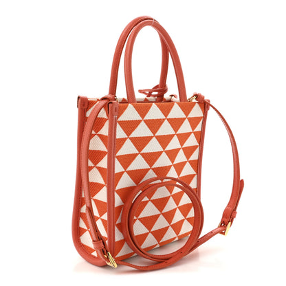 Prada Jacquard Saffiano Triangolo Symbole Embroidered Micro Tote Arancio White 3 of 9